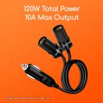 CH28 Gadjet Dual Socket Cigarette Lighter Splitter 120W Total Power 10A Max Output
