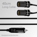 CH28 Gadjet Dual Socket Cigarette Lighter Splitter 40cm Long Cable