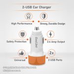 Gadjet CH20 2-USB Car Charger 2.4 Amp Smart Output Orange_Specification