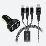 Gadjet MP01 3-in-1 Charging Cable + 2 USB Car Charger Black