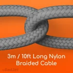 CA61 Extra Long Charge and Sync Cable - 3m Braided Cable