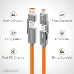GadJet CA54 4-in-1 Heavy-Duty Multi Cable - Fast PD Charge Long Cable
