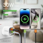 GadJet CH65 GaN 2-Port LED Power Adapter - 30W Charging Max