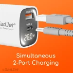 GadJet CH65 GaN 2-Port LED Power Adapter - Simultaneous Charging